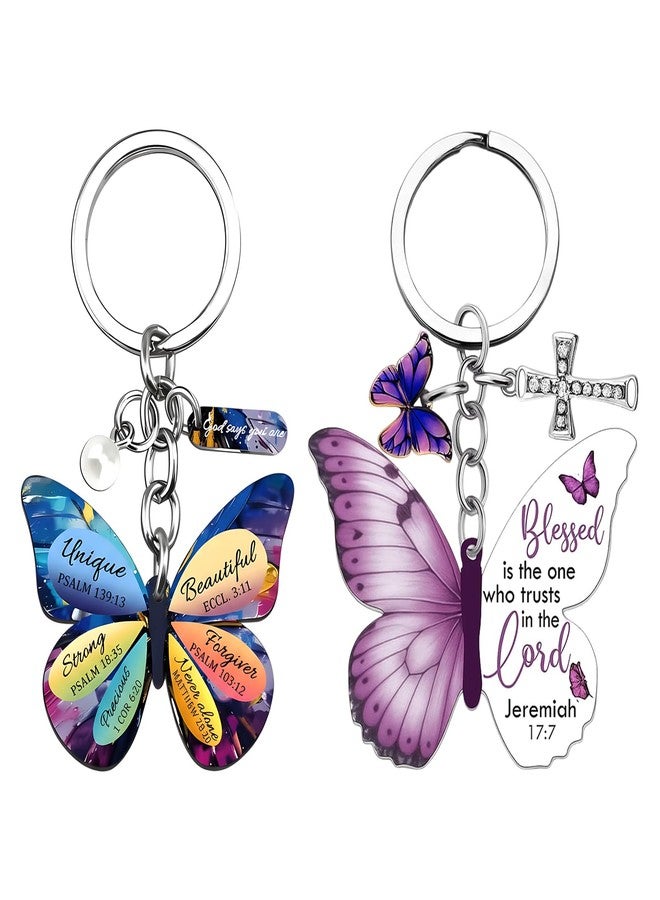 CZFSWT 2Pcs Butterfly Keychain, Llaveros Para Mujer, Christian Keychains for Women Suitable for Christian Celebrations and Friendship Gifts - Image 1